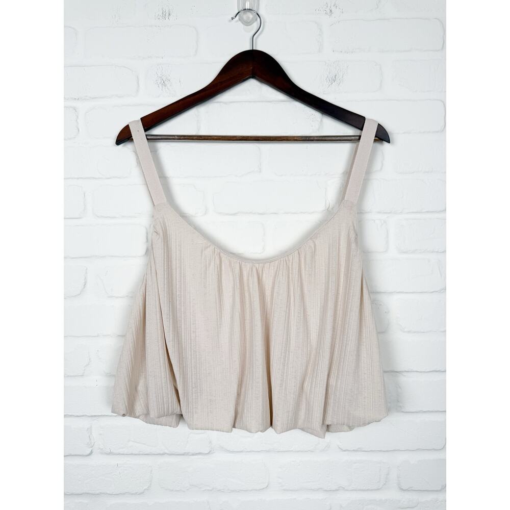 Anthropologie Sheer Ribbed Buckle Bubble Tank - Lined - Size Small
